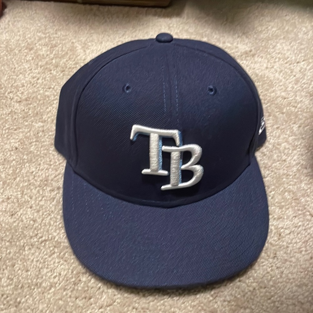 Tampa Bay Rays new era fitted hat like new size 7 1/8 authentic on field